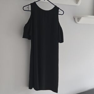 LOFT Black Cold Shoulder Mini Dress